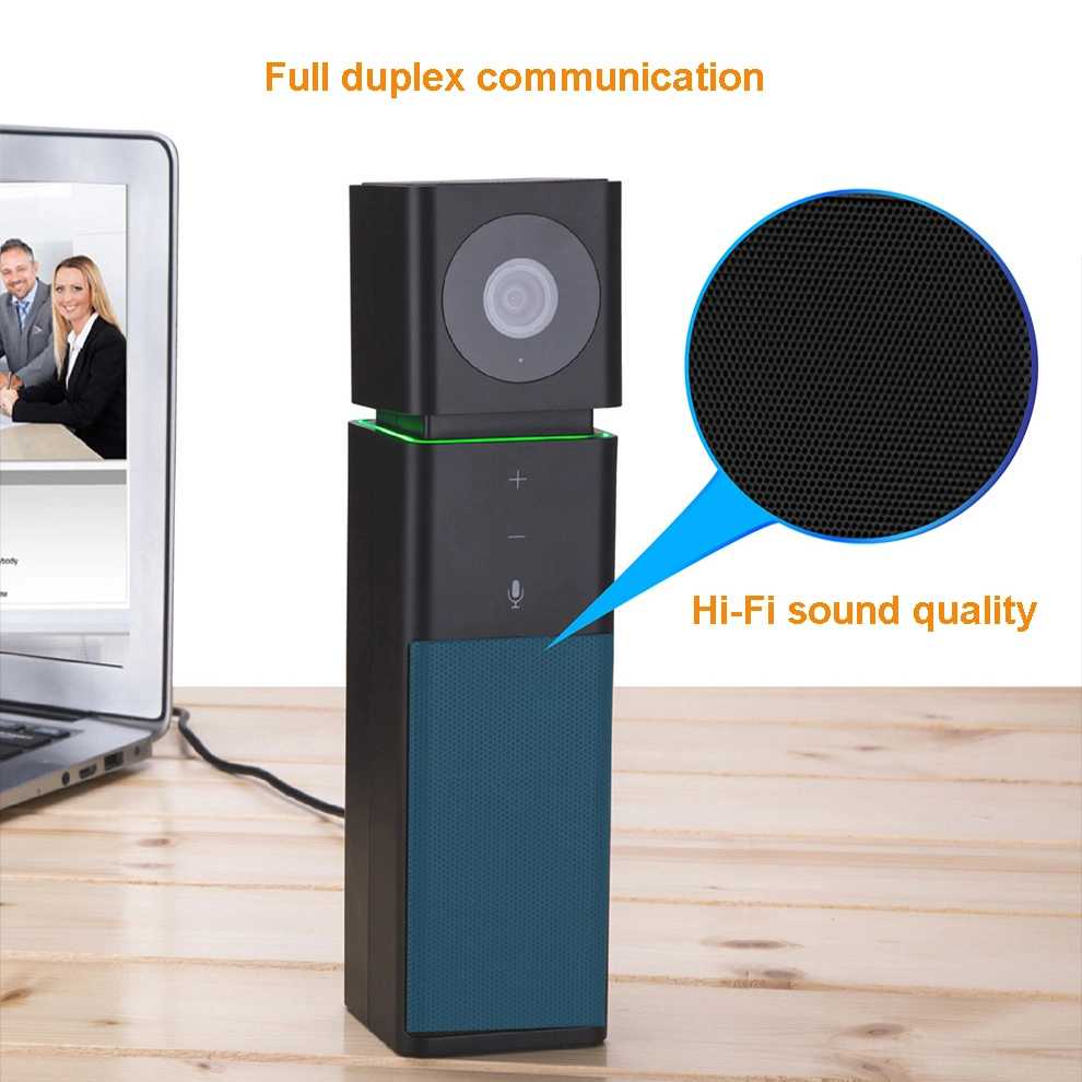 All in One Digital Remote Conference Kit Wired Speakerphone with Adjustable Camera for Video Conference