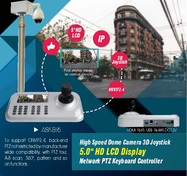 Hot Product 5 Inch LCD IP PTZ Camera Keyboard Controller